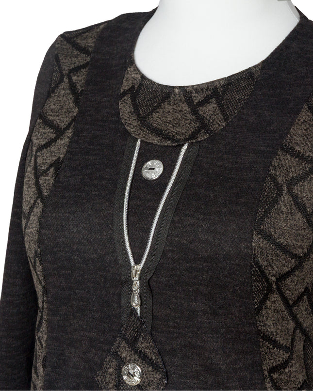 Tunică lejeră în mărimi mari cu accente din piele