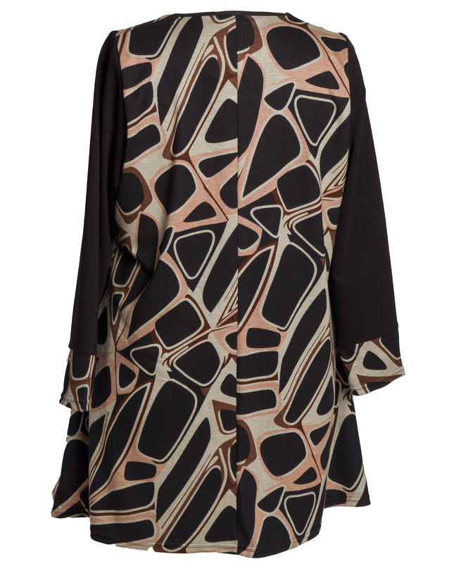 Tunică lejeră în mărimi mari cu accente din piele