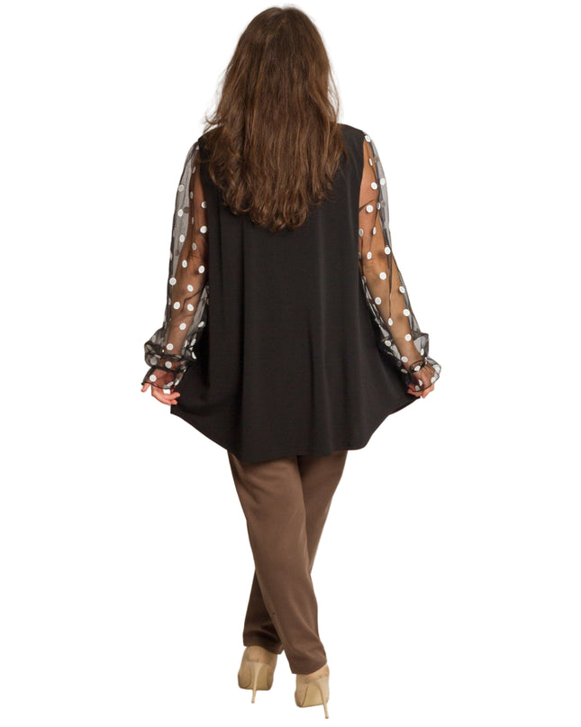 Tunică elegantă pentru femei - Mâneci spectaculoase cu buline