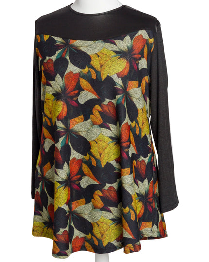 Tunică lejeră în mărimi mari cu accente din piele