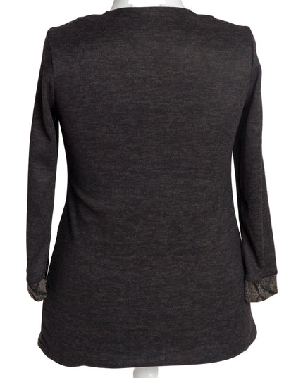 Tunică lejeră în mărimi mari cu accente din piele