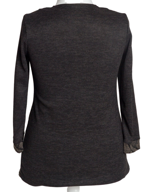 Tunică lejeră în mărimi mari cu accente din piele