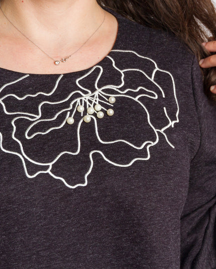 Tunică lejeră în mărimi mari cu accente din piele