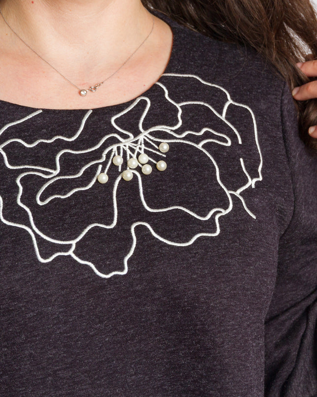 Tunică lejeră în mărimi mari cu accente din piele