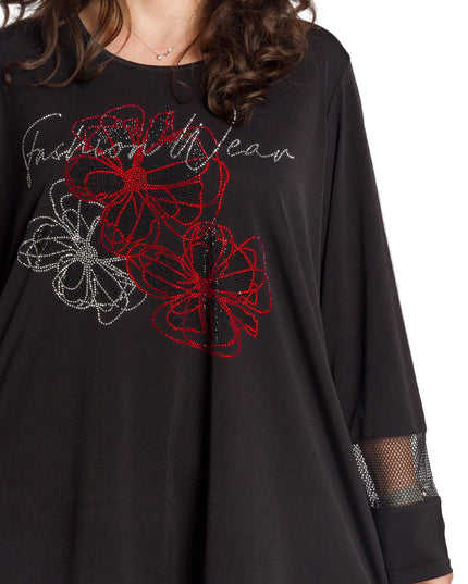 Tunică lejeră în mărimi mari cu accente din piele