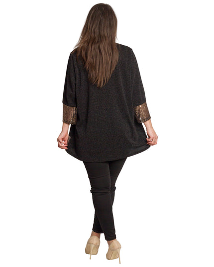 Официална черна туника с права кройка и пайетен акцент