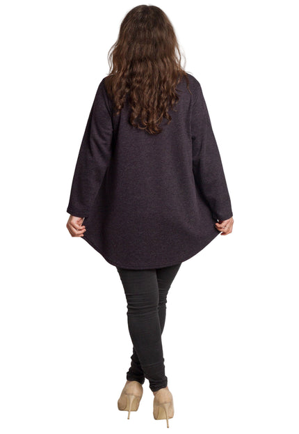 Tunică lejeră în mărimi mari cu accente din piele