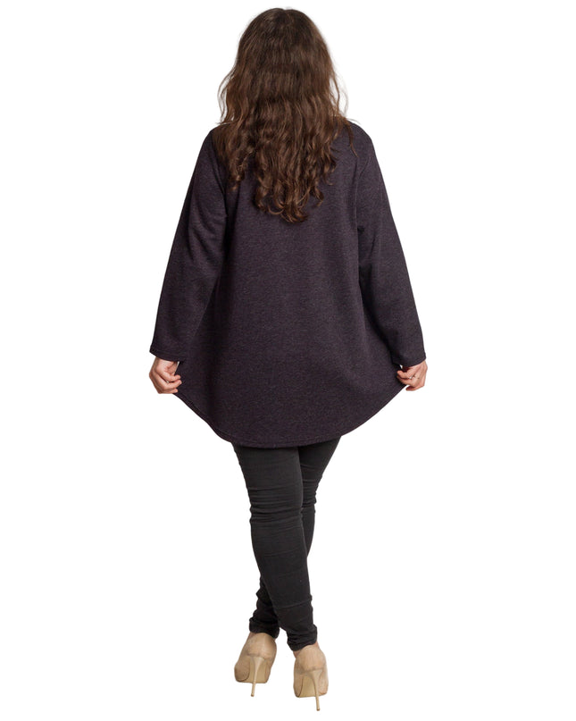 Tunică lejeră în mărimi mari cu accente din piele