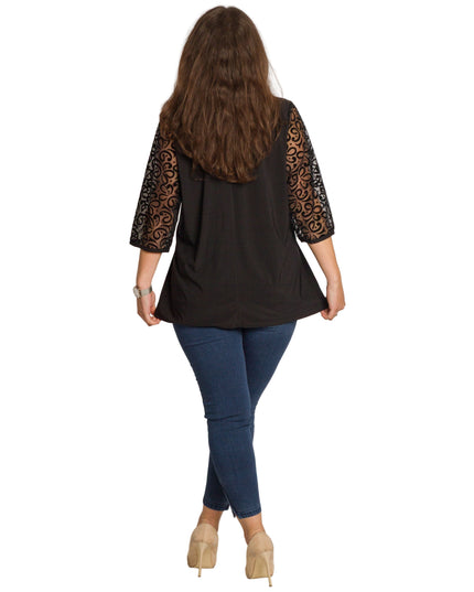 Tunică maxi elegantă cu tul frumos și mâneci 3/4