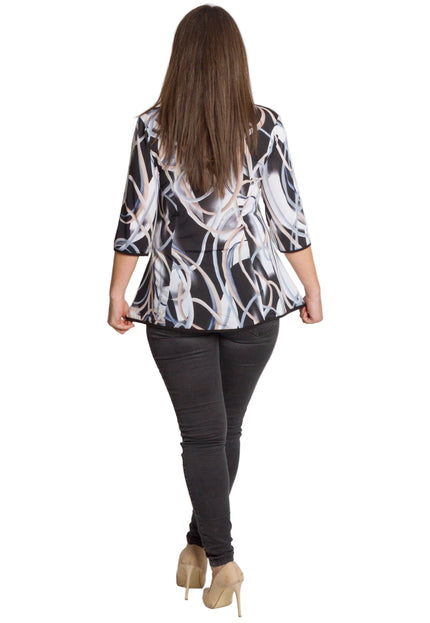 Tunică maxi elegantă cu aplicații florale și mâneci din șifon