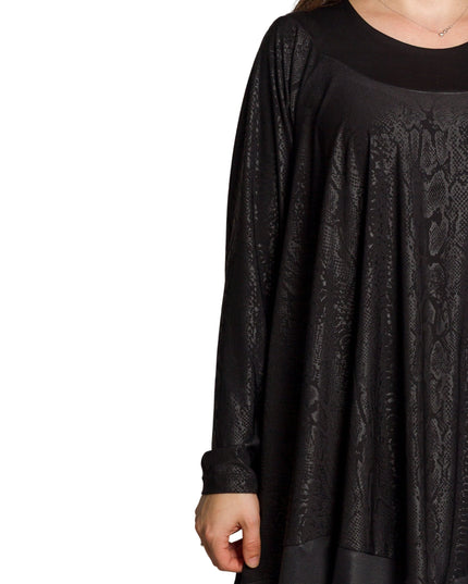 Tunică lejeră în mărimi mari cu accente din piele