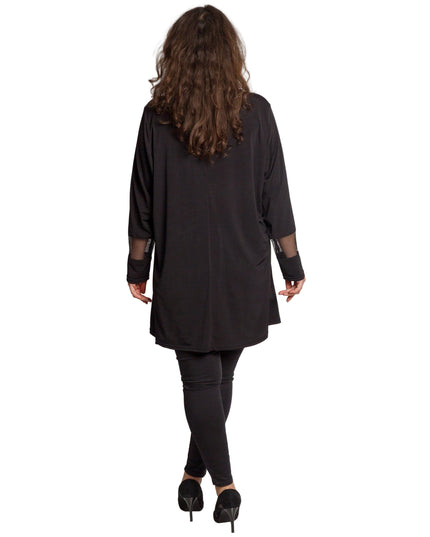 Tunică lejeră în mărimi mari cu accente din piele