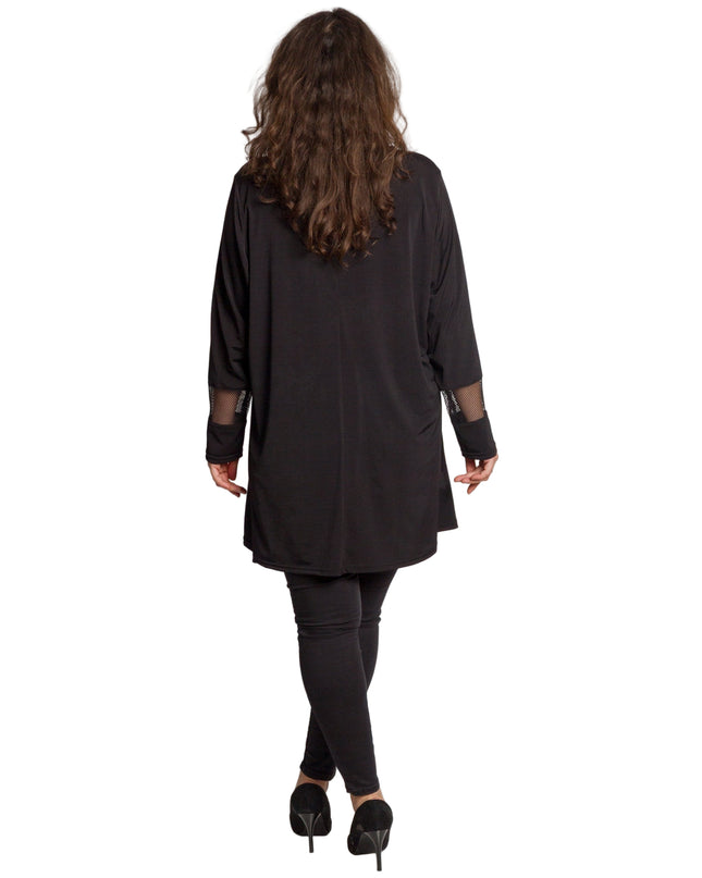 Tunică lejeră în mărimi mari cu accente din piele