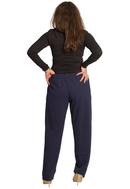 Pantaloni maxi de damă bleumarin cu talie elastică