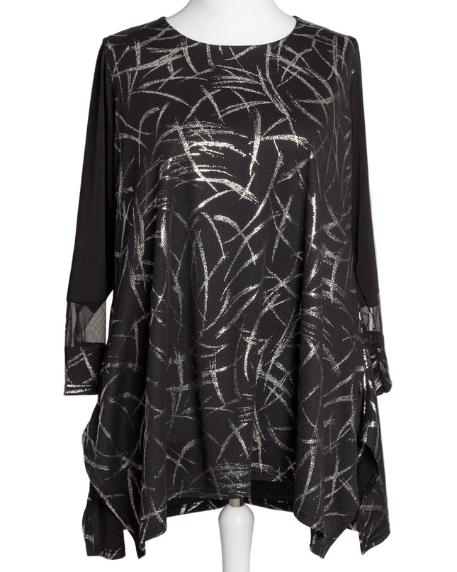 Tunică lejeră în mărimi mari cu accente din piele