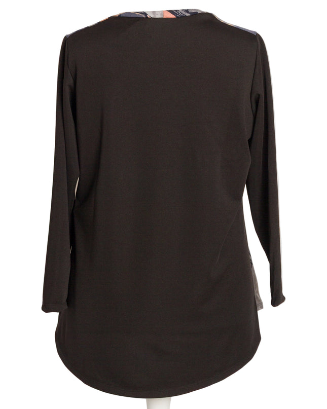 Tunică lejeră în mărimi mari cu accente din piele