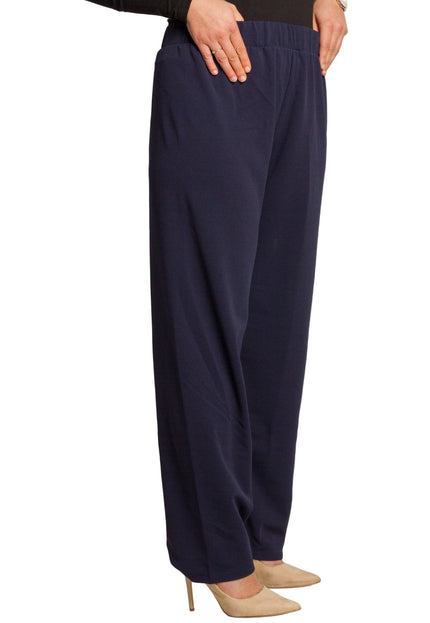 Pantaloni maxi de damă bleumarin cu talie elastică