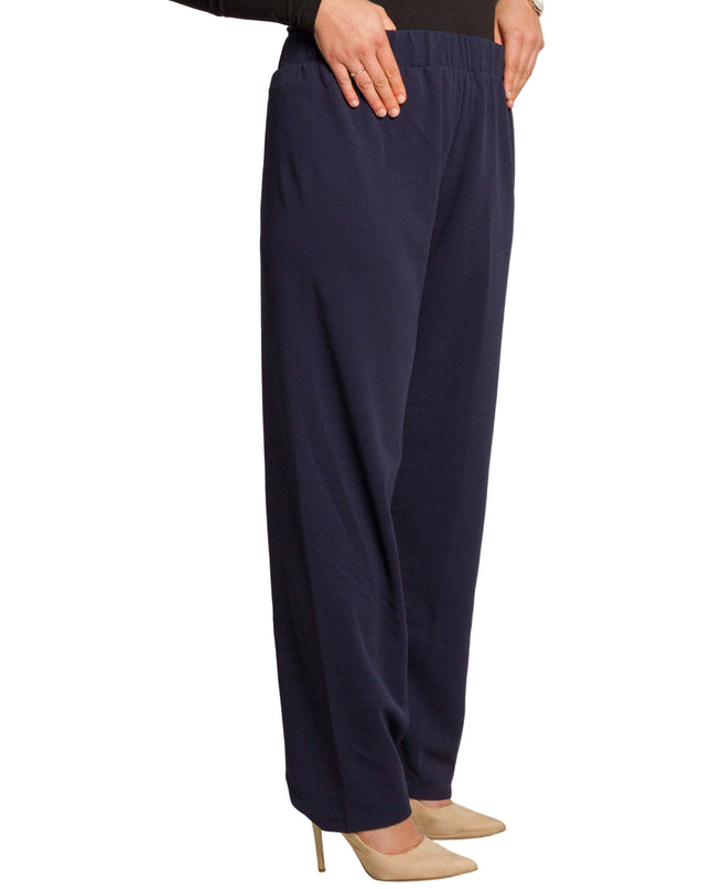 Pantaloni maxi de damă bleumarin cu talie elastică