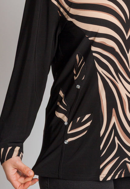 Tunică lejeră în mărimi mari cu accente din piele