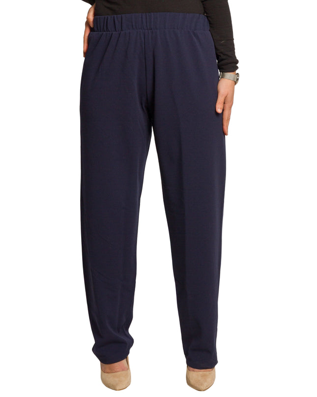 Pantaloni maxi de damă bleumarin cu talie elastică