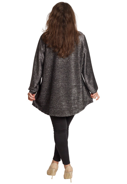 Tunică lejeră în mărimi mari cu accente din piele
