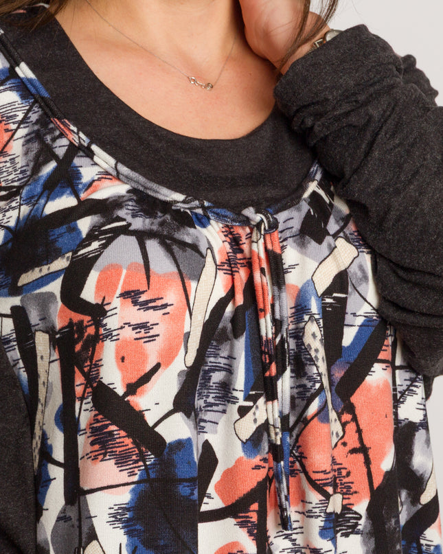 Tunică colorată, decupată, cu buzunare, în mărimi mari