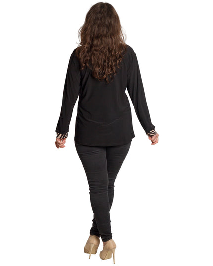 Tunică lejeră în mărimi mari cu accente din piele