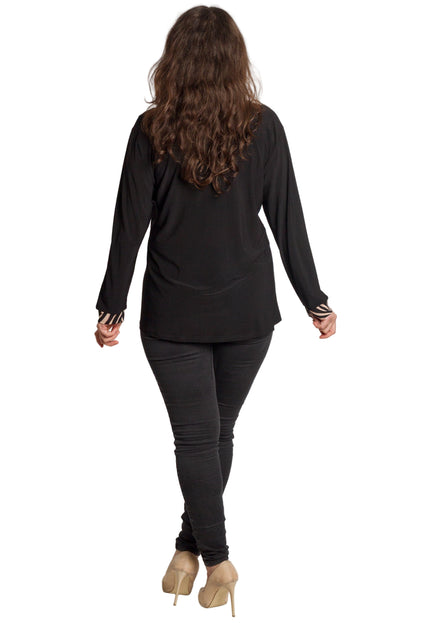 Tunică lejeră în mărimi mari cu accente din piele