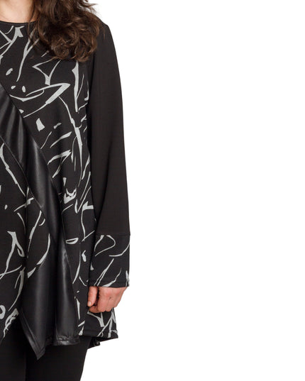 Tunică lejeră în mărimi mari cu accente din piele