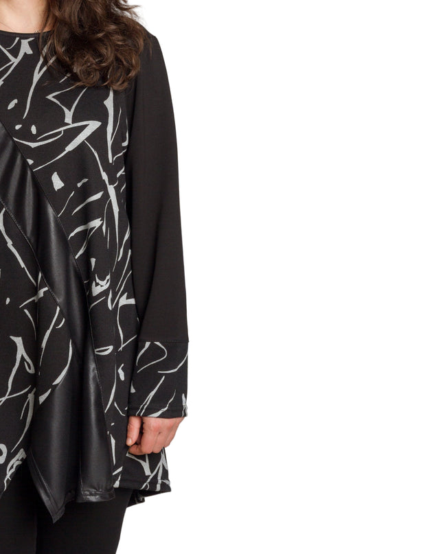 Tunică lejeră în mărimi mari cu accente din piele