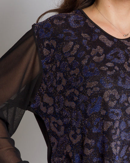 Tunică lejeră în mărimi mari cu accente din piele