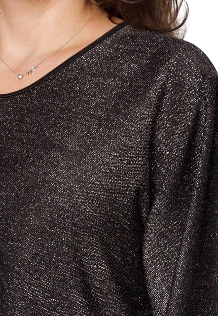 Tunică lejeră în mărimi mari cu accente din piele