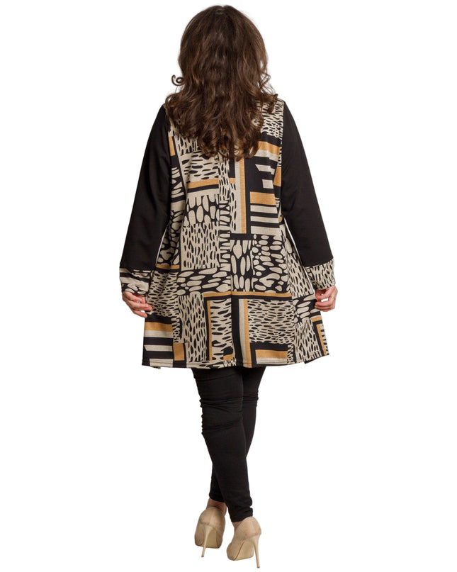 Tunică lejeră în mărimi mari cu accente din piele