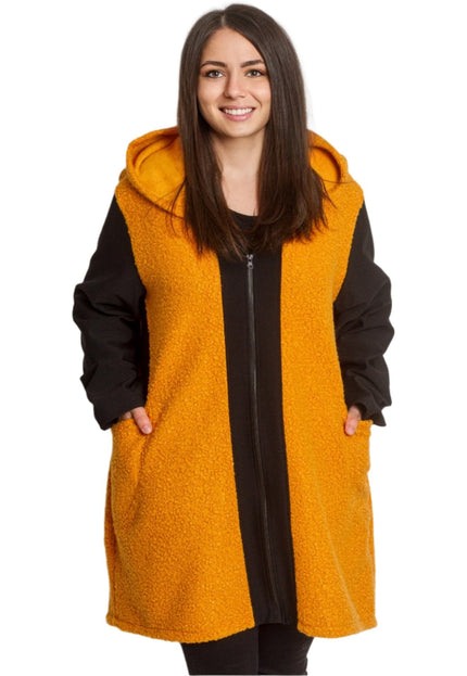 5XL 6XL Двуцветен жакет от букле с качулка - Maxi Market
