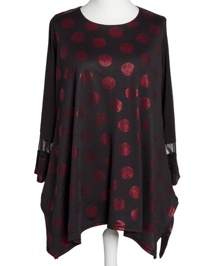 Tunică lejeră în mărimi mari cu accente din piele