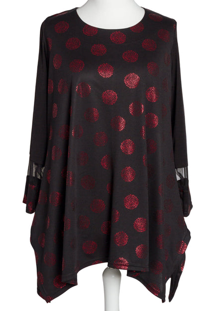 Tunică lejeră în mărimi mari cu accente din piele