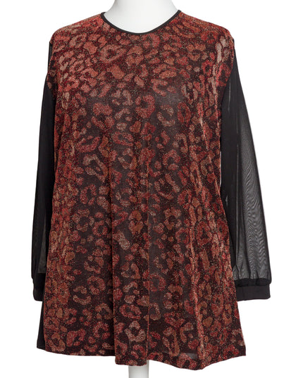 Tunică lejeră în mărimi mari cu accente din piele