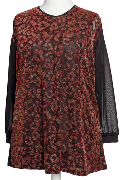 Tunică lejeră în mărimi mari cu accente din piele