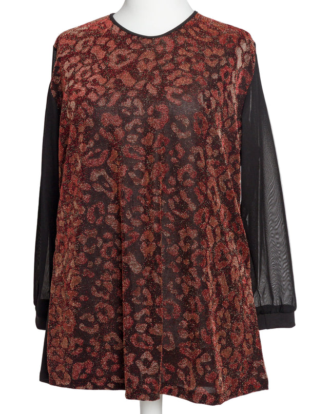 Tunică lejeră în mărimi mari cu accente din piele