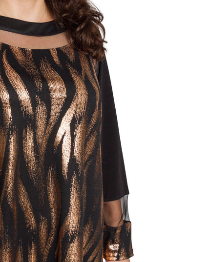 Tunică lejeră în mărimi mari cu accente din piele