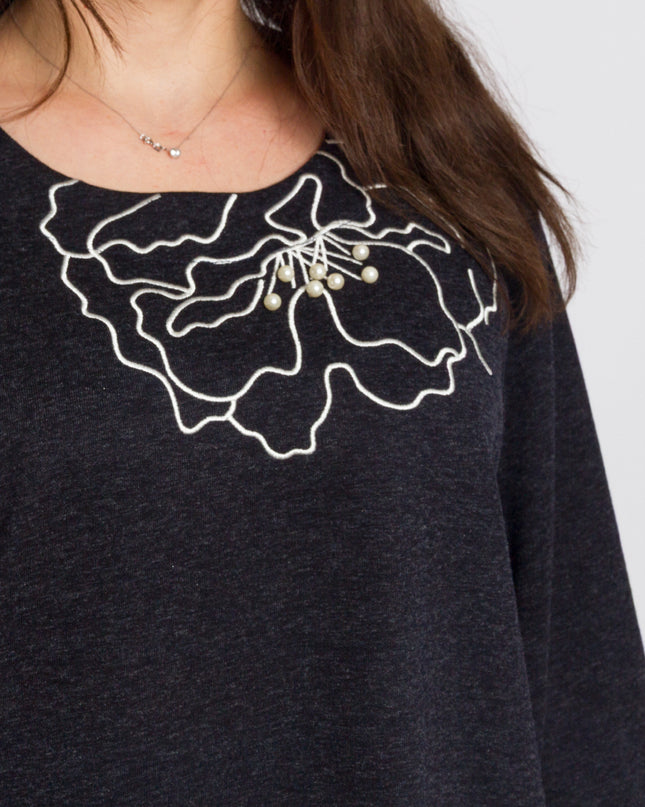 Tunică lejeră în mărimi mari cu accente din piele