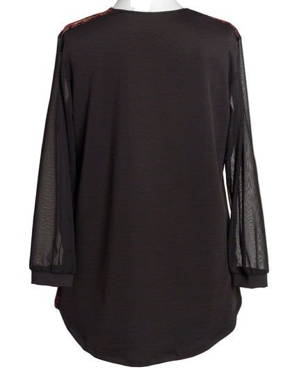 Tunică lejeră în mărimi mari cu accente din piele