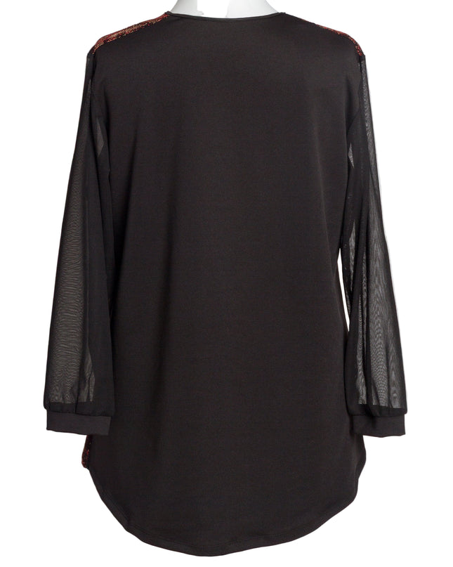 Tunică lejeră în mărimi mari cu accente din piele