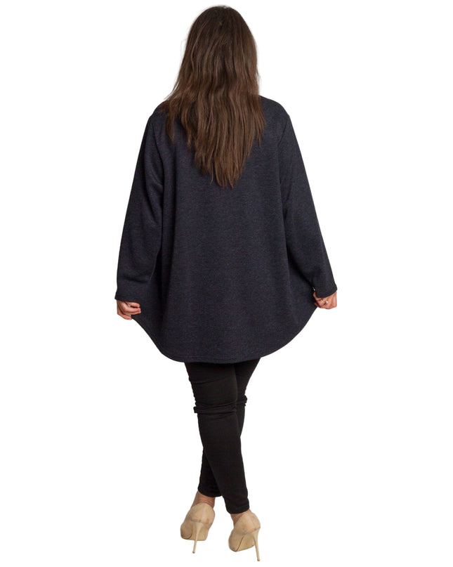 Tunică lejeră în mărimi mari cu accente din piele