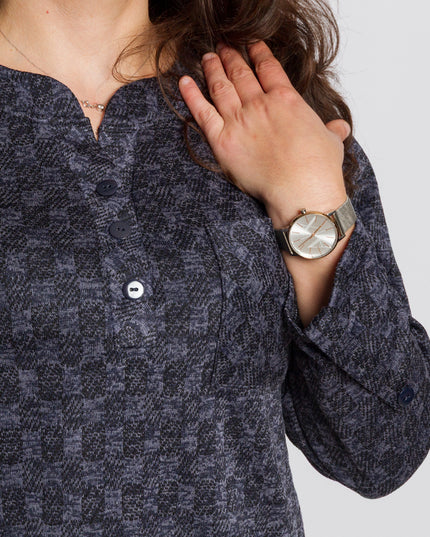 Tunică lejeră în mărimi mari cu accente din piele