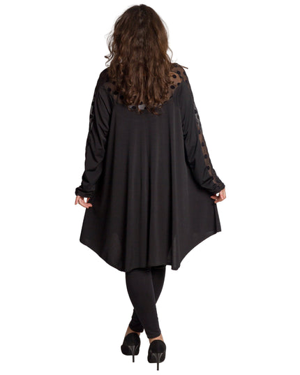 Tunică lejeră în mărimi mari cu accente din piele