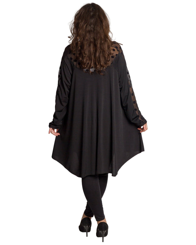 Tunică lejeră în mărimi mari cu accente din piele