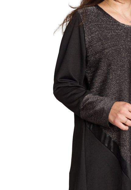 Tunică lejeră în mărimi mari cu accente din piele