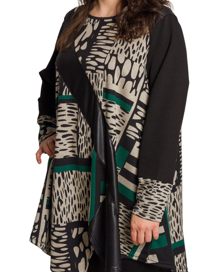 Tunică lejeră în mărimi mari cu accente din piele