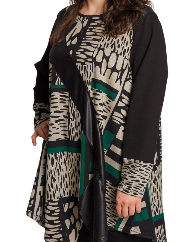 Tunică lejeră în mărimi mari cu accente din piele